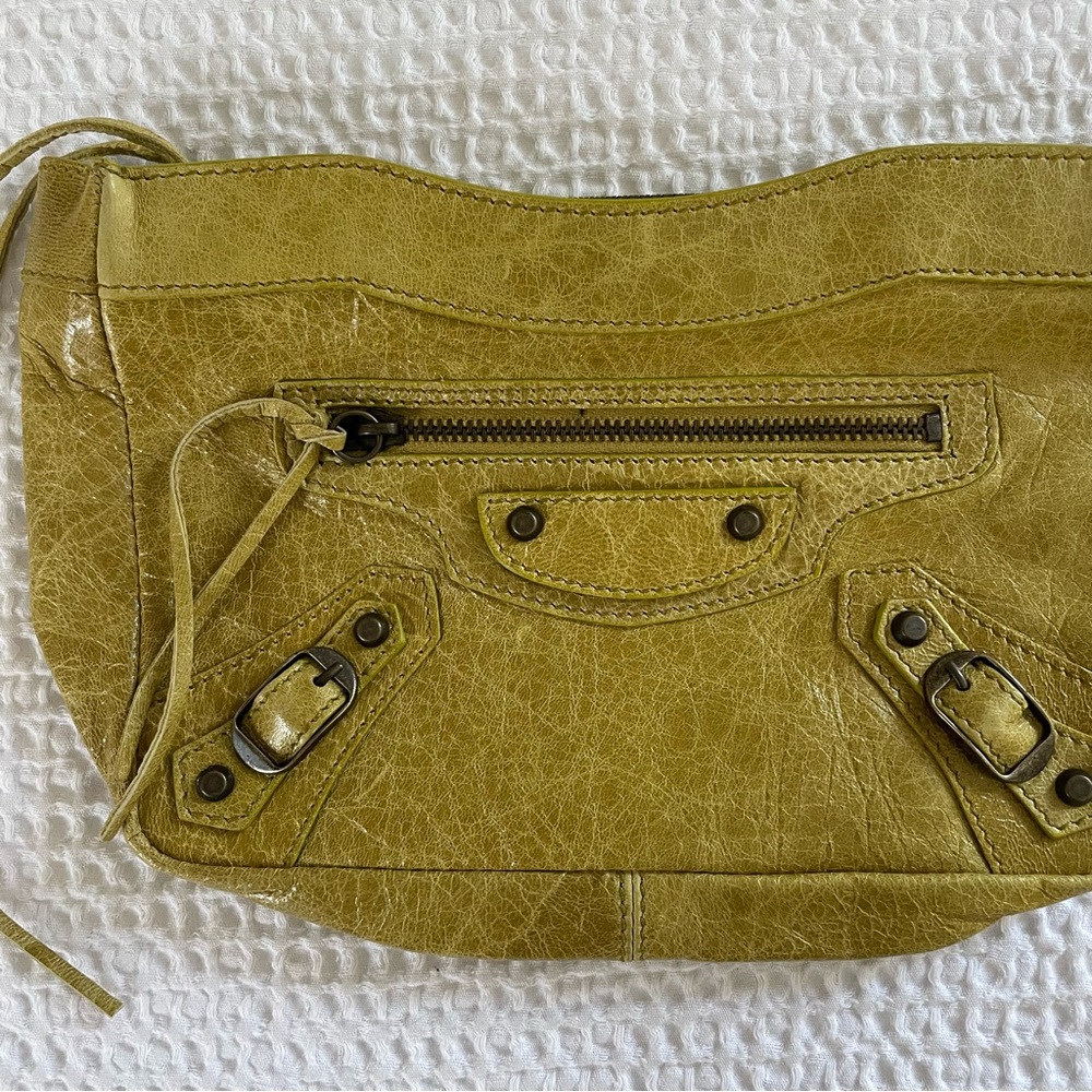 Balenciaga Chartreuse Leather Clutch